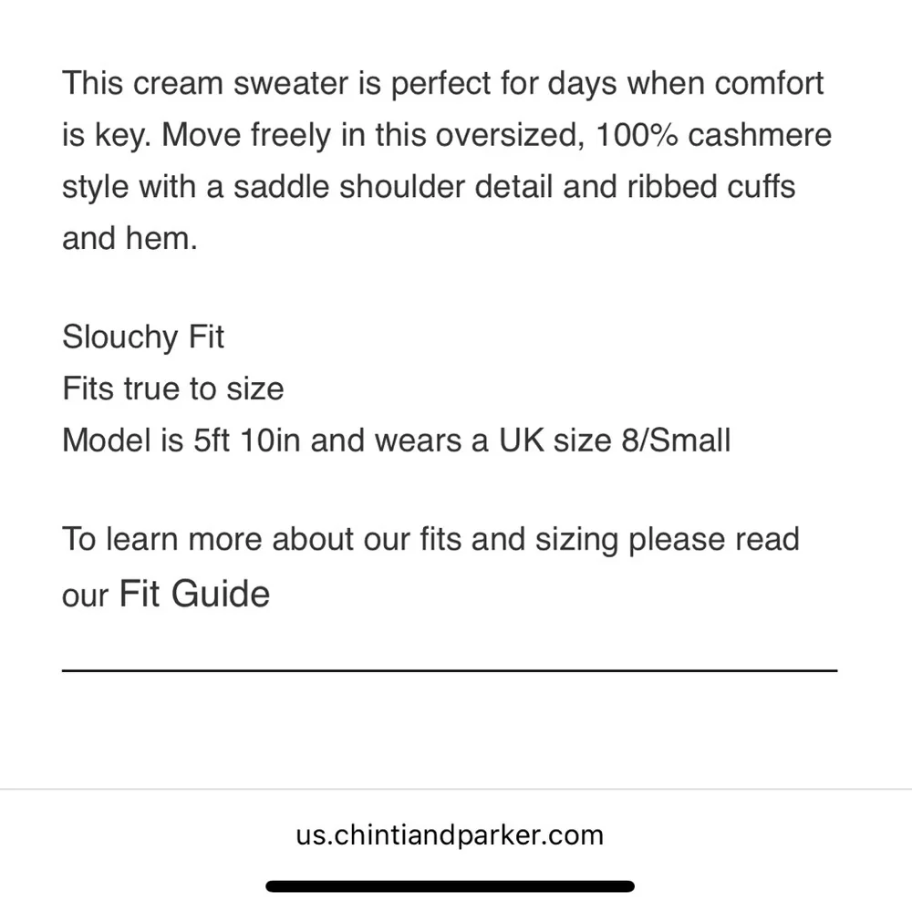 Chinti & Parker 100% Cashmere Cream Slouchy Sweater Size LL/10/Large